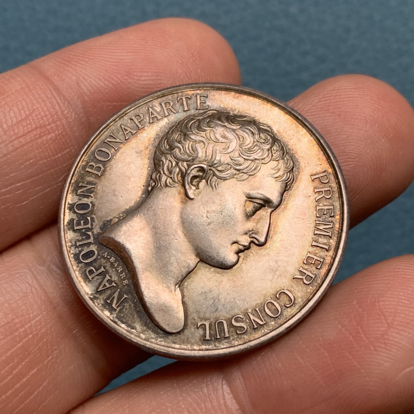 《竞宝斋》第157场-法国八角与章 专场！周日，周一，周四 3场 (全场包邮) 法国银质代币，公证人委员会，正面拿皇 波拿巴，16.1g，32.3mm，丰饶角边铭，黄油光包浆非常看起来非常舒服