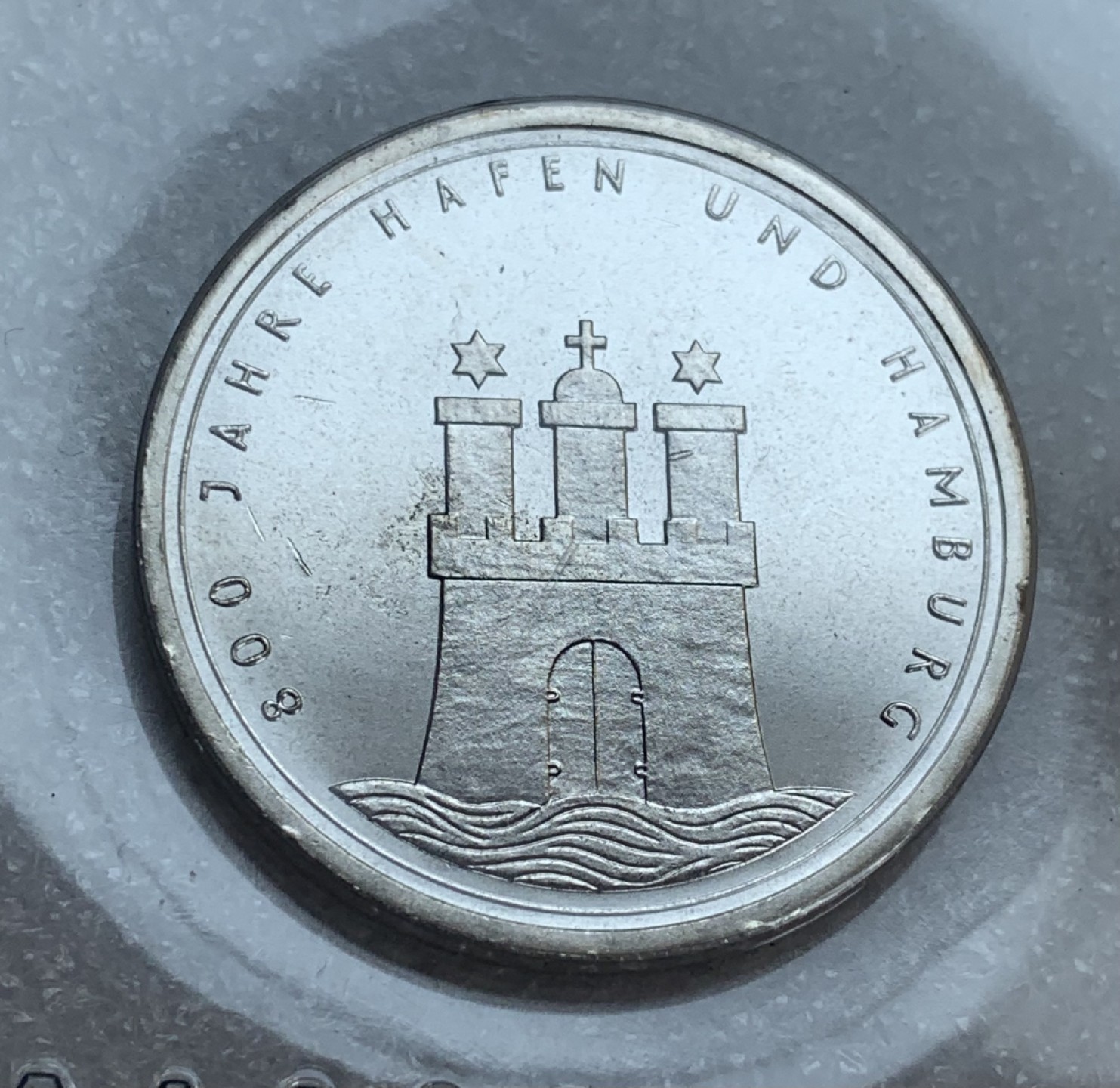 瓶子🏺第88期拍卖会 德国1989年10马克普制纪念银币J版 欧洲景点汉堡港市 原封