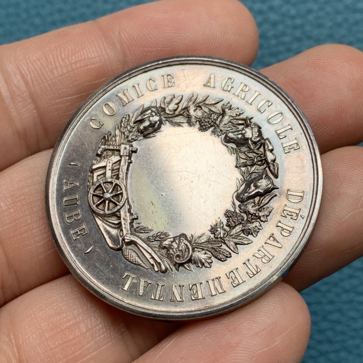 《竞宝斋》第157场-法国八角与章 专场！周日，周一，周四 3场 (全场包邮) 法国银质，农业协会，《播种》，36.93g，41.2mm，丰饶角边铭，春种一粒粟