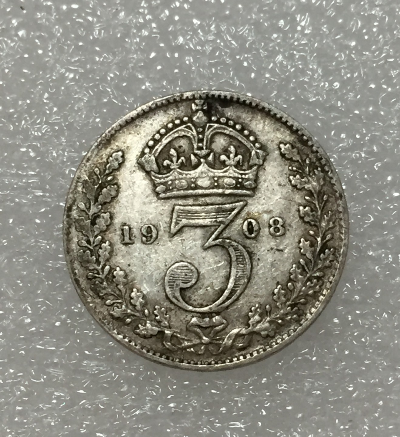 方圆集藏第四期专场 7267-英国1908年爱德华七世3便士银币高银