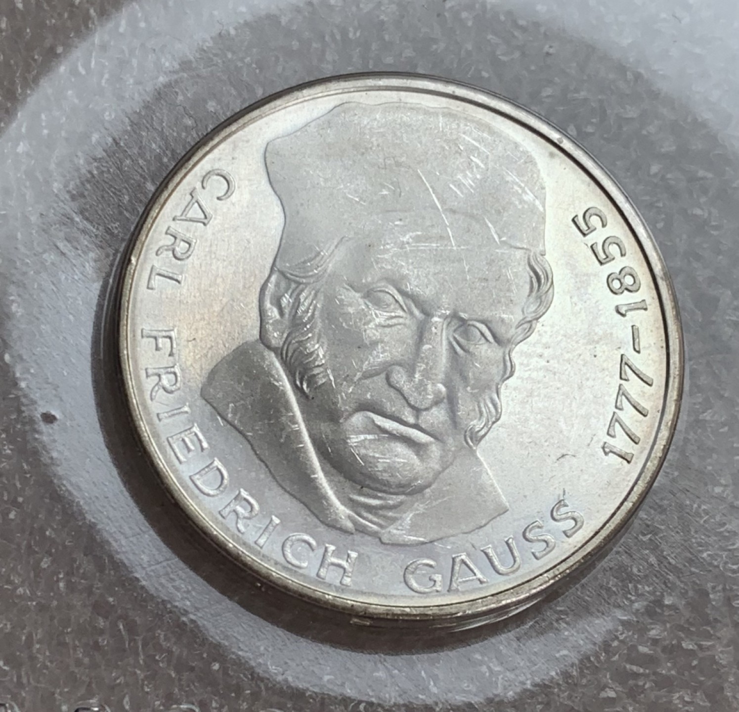 瓶子🏺第88期拍卖会 联邦德国1977年5马克纪念银币  数学家 弗雷德里希.高斯   原封