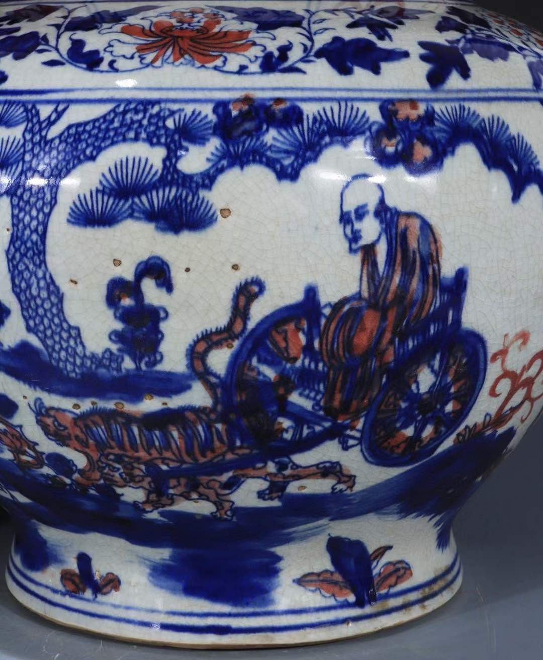 青花鬼谷子下山天字茶叶壺  茶道具    装飾品   工芸品 美術品 置物 青花鬼谷子下山天字茶叶壺 茶道具 装飾品 工芸品 美術品 置物
