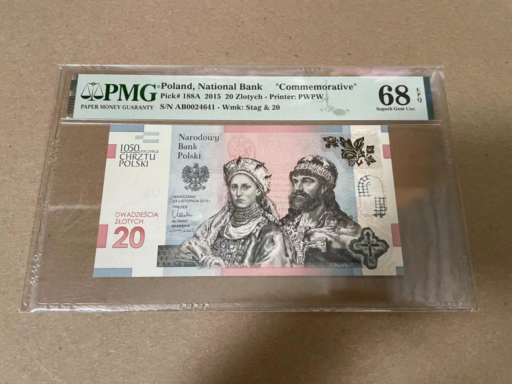 【Blue Auction】✨世界纸币精拍第316期——周日畅拍场   波兰 2015年20兹罗提 PMG68EPQ 超高分 接受洗礼1050周年纪念钞  
