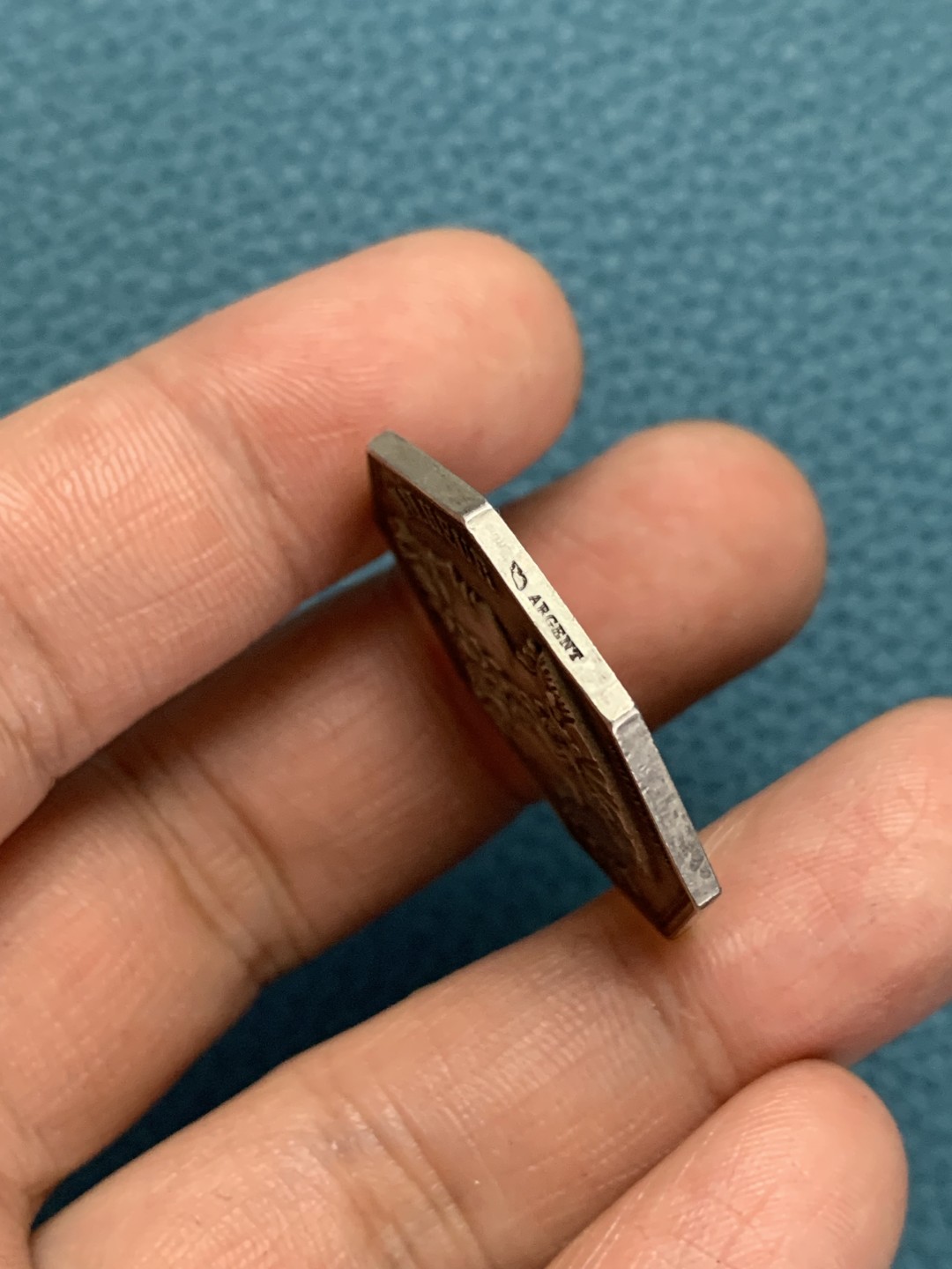 《竞宝斋》第157场-法国八角与章 专场！周日，周一，周四 3场 (全场包邮) 法国八角银质代币，双面神亚努斯系列之爱情婚姻信物，12.7g，31mm，丰饶角边铭