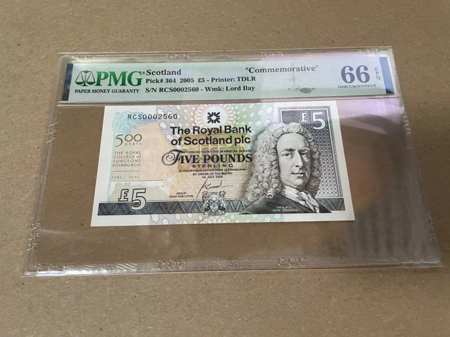 【Blue Auction】✨世界纸币精拍第316期——周日畅拍场 【千位小号无47】苏格兰 2005年5镑 PMG66EPQ 