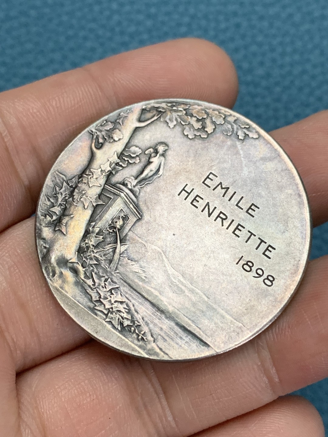 《竞宝斋》第157场-法国八角与章 专场！周日，周一，周四 3场 (全场包邮) 法国结婚纪念银章，31.72g，41.5mm，丰饶角边铭，有轻磕，罗蒂名誉品婚章