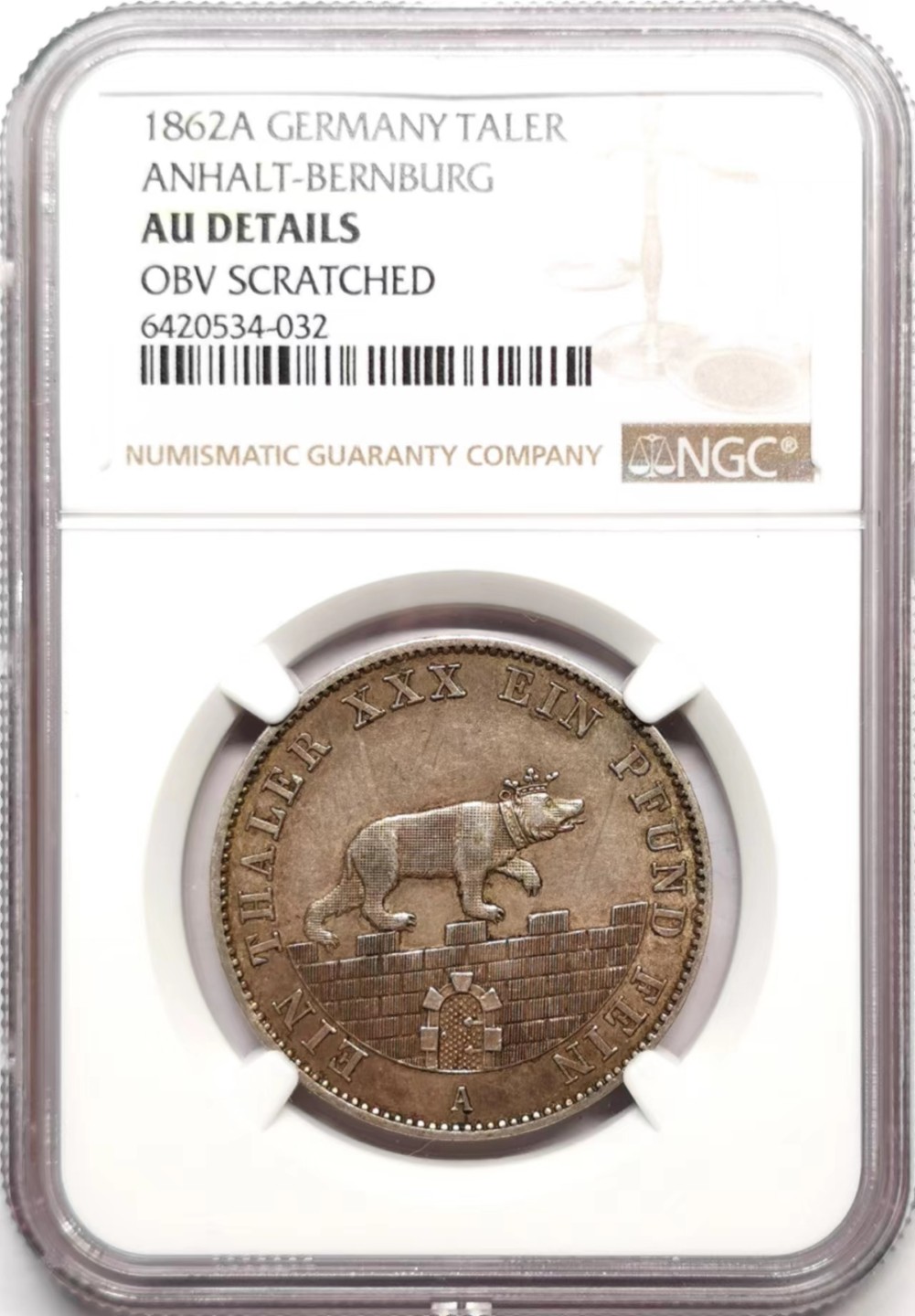 凡希社世界钱币微拍第二百三十六期 1862安哈特小熊泰勒NGC-AUD