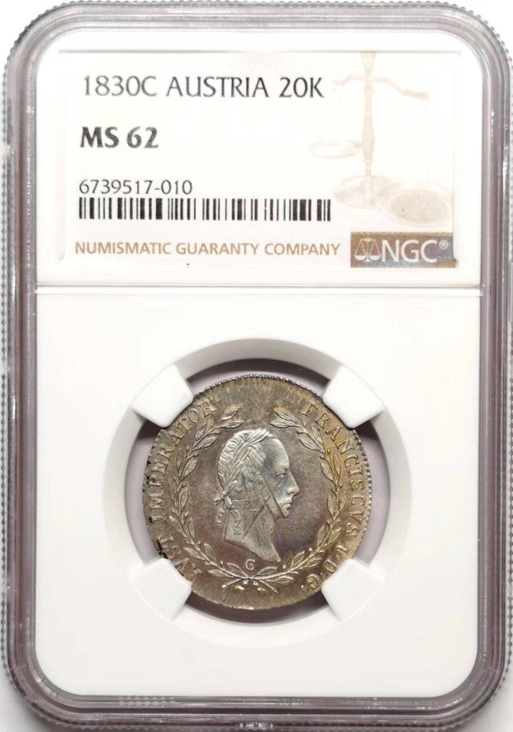 凡希社世界钱币微拍第二百三十六期 1830奥地利帝国20K银辅币NGC-MS62