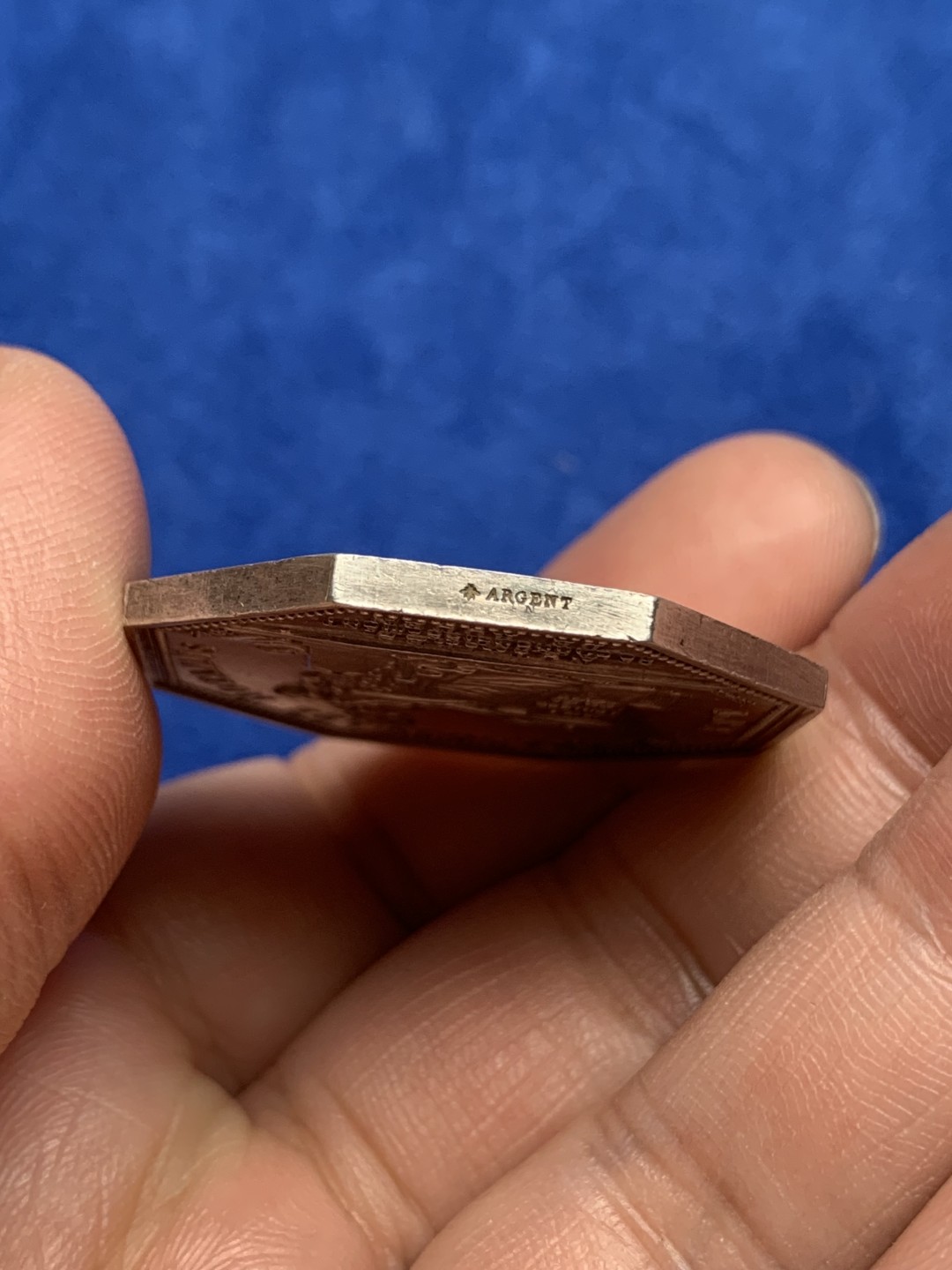 《竞宝斋》第157场-法国八角与章 专场！周日，周一，周四 3场 (全场包邮) 法国八角银质代币，鲁昂地区公证处，22.02g，36.2mm，蜜蜂边铭，大块头