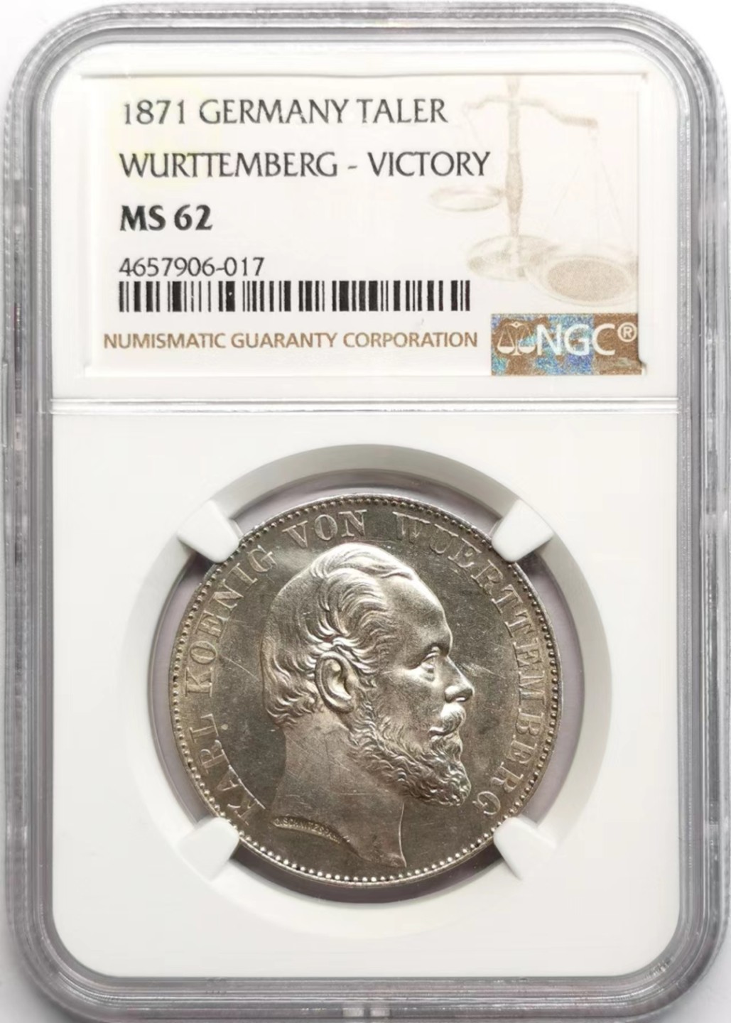凡希社世界钱币微拍第二百三十六期 1871符腾堡胜利泰勒NGC-MS62