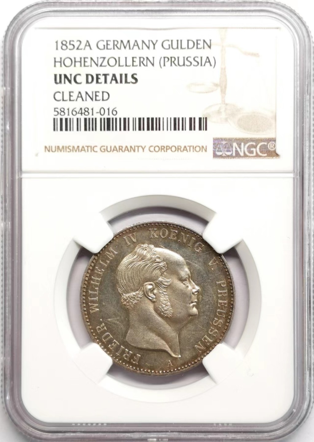 凡希社世界钱币微拍第二百三十六期 1852普鲁士古尔登银币NGC-UNCD