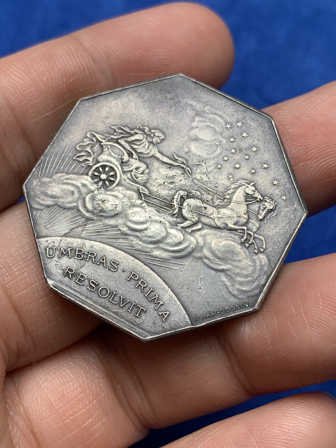 《竞宝斋》第157场-法国八角与章 专场！周日，周一，周四 3场 (全场包邮) 法国八角银质代币，一审代理人会议，经典的天马行空设计，22.68g，37.2mm，野猪头边铭