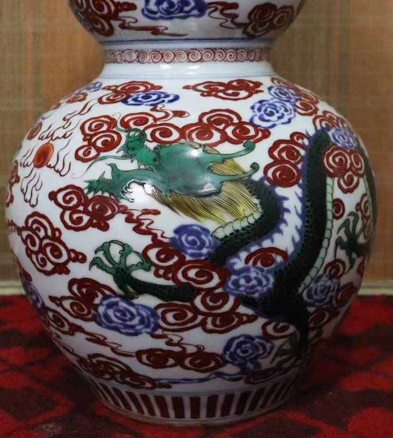 旧藏大清康熙年制五彩穿云龙纹葫芦瓶- 亚太艺术品- 亚太艺术品- 麦稀奇