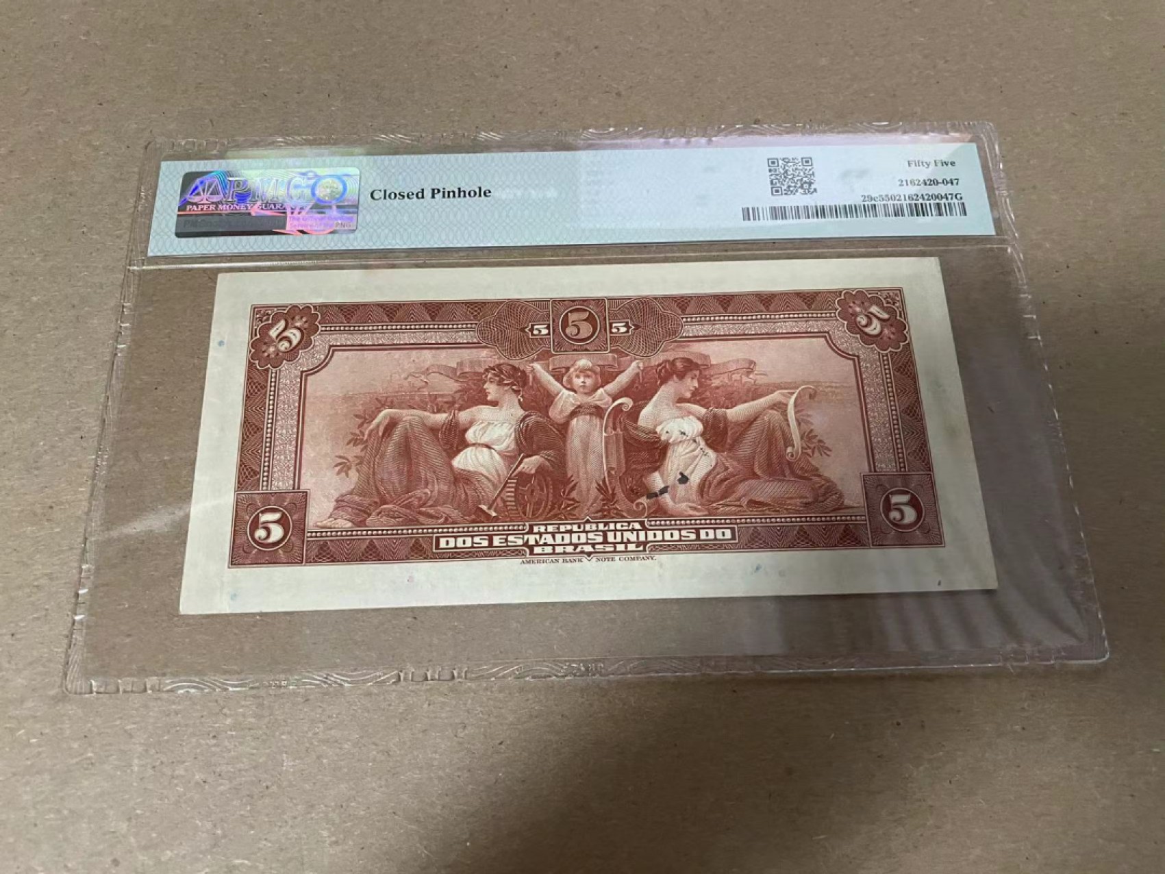 【Blue Auction】✨世界纸币精拍第316期——周日畅拍场 【手签实钞】巴西 1925年5Mil Reis PMG55 ABNC出品 
