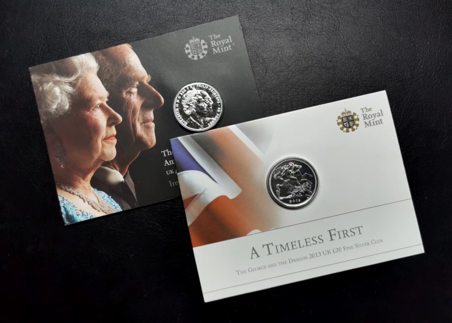 凡希社世界钱币微拍第二百三十六期 2013/2017英国马剑&女王铂金婚纪念20镑银币原封！