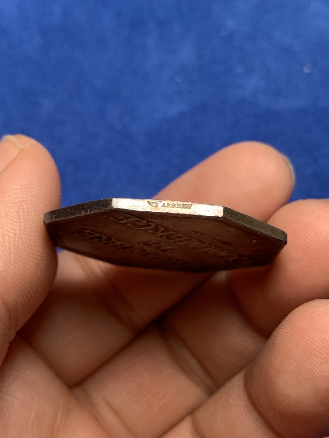 《竞宝斋》第157场-法国八角与章 专场！周日，周一，周四 3场 (全场包邮) 法国八角银质代币，康布雷商会，双头鹰纹章，18.33g，35.7mm，丰饶角边铭，五彩包浆