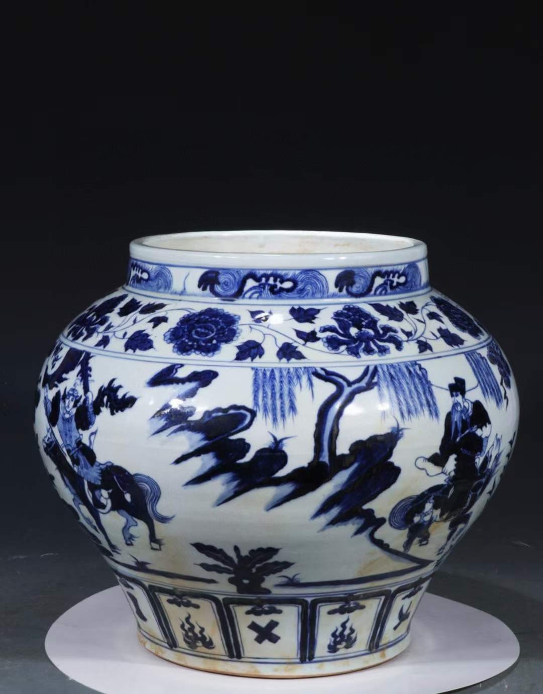 旧藏 元青花【鬼谷子下山】人物故事纹罐