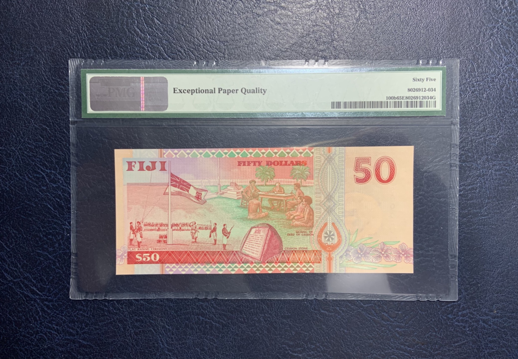 收藏联盟Quantum Auction 第253期拍卖  斐济1996年50元 PMG65 早期纸质版