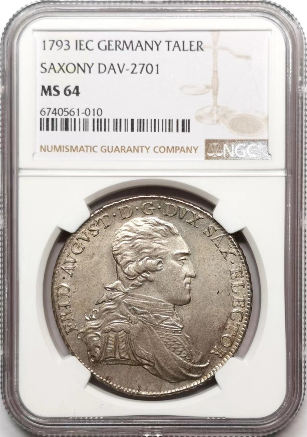 凡希社世界钱币微拍第二百三十六期 荐！1794萨克森奥古斯特戎装像泰勒大银NGC-MS64铁灰包浆最高分！