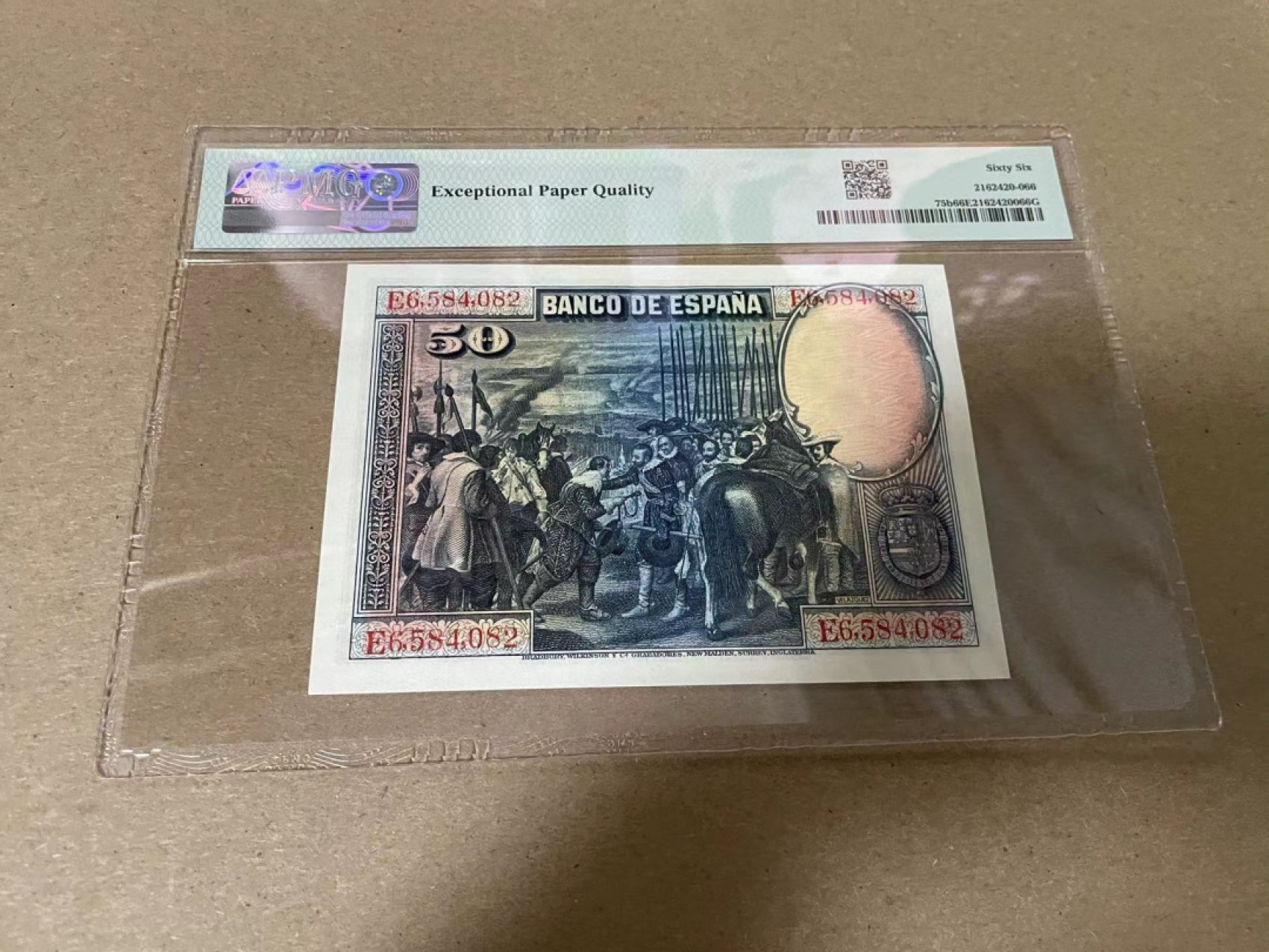 【Blue Auction】✨世界纸币精拍第316期——周日畅拍场 西班牙 1928年50比塞塔 PMG66EPQ BWC出品 雕刻精美