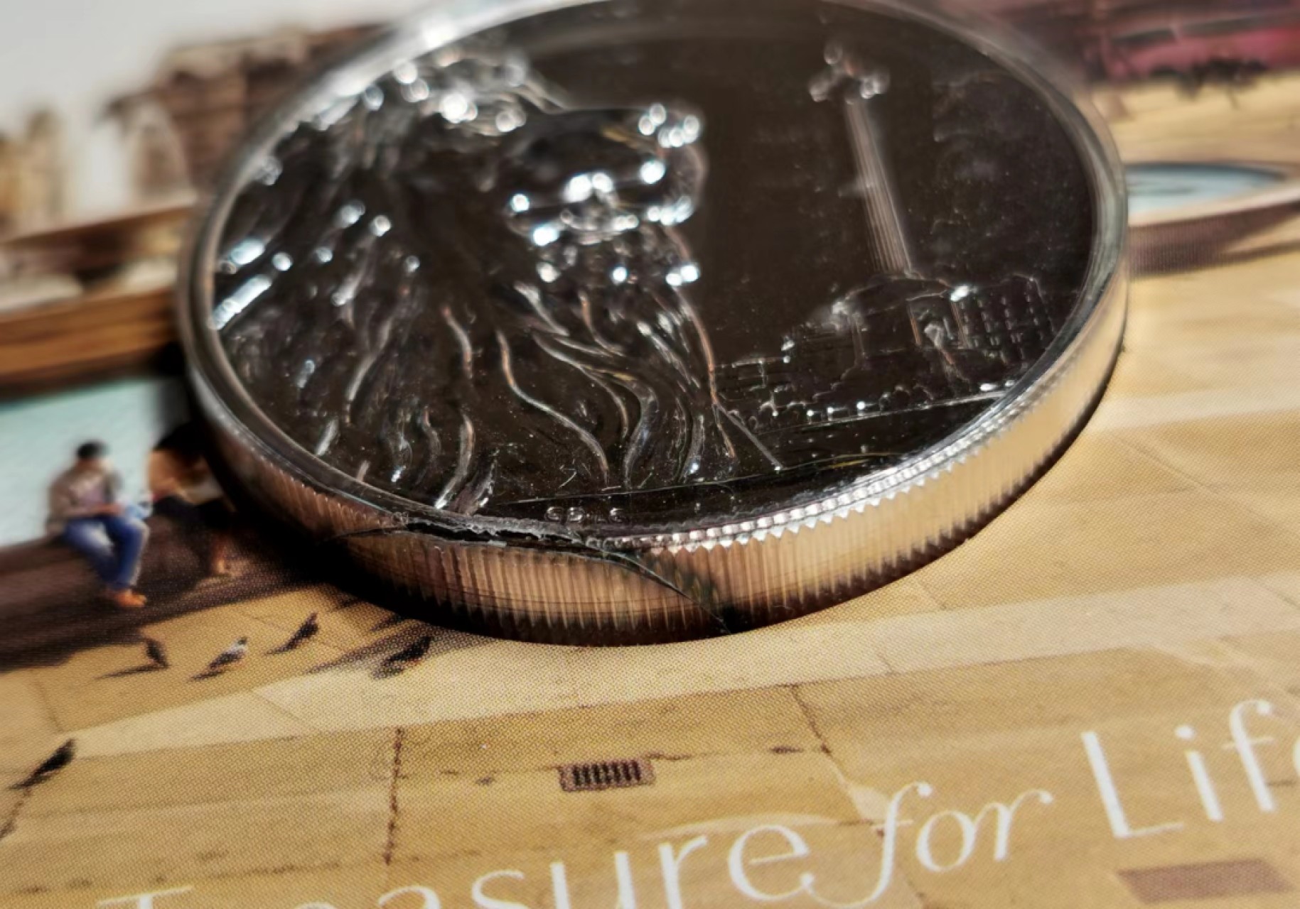 凡希社世界钱币微拍第二百三十六期 2016英国特拉法加尔广场100镑纪念银币BU塑封小开裂