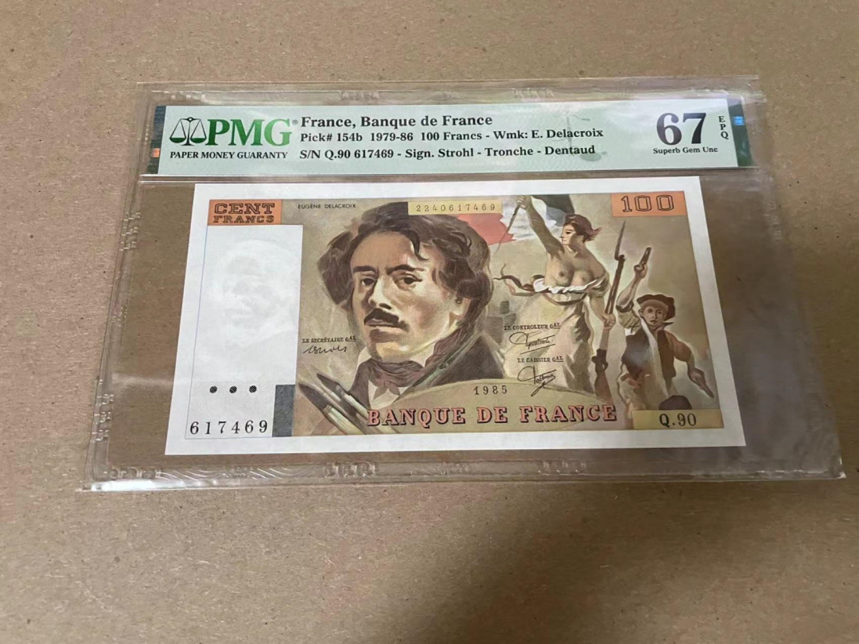 【Blue Auction】✨世界纸币精拍第316期——周日畅拍场 法国 1985年100法郎 PMG67EPQ 自由引导人民 