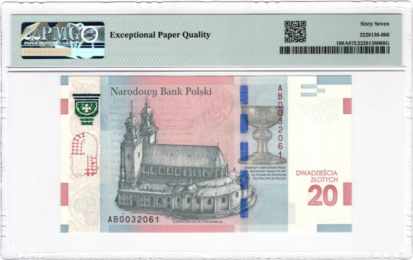 【Blue Auction】✨世界纸币精拍第316期——周日畅拍场  波兰 2015年20兹罗提 PMG67EPQ 高分 接受洗礼1050周年纪念钞  