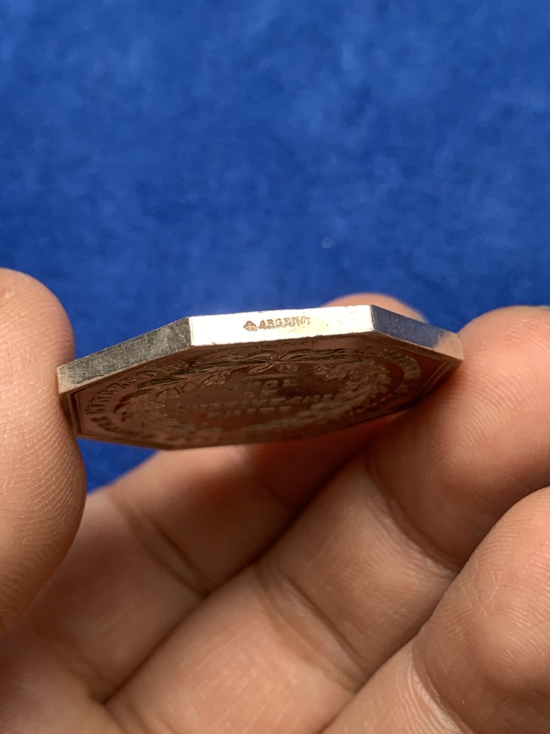 《竞宝斋》第157场-法国八角与章 专场！周日，周一，周四 3场 (全场包邮) 法国八角银质代币，塞纳河火灾共同基金，22.95g，36.2mm，蜜蜂边铭，黄油光