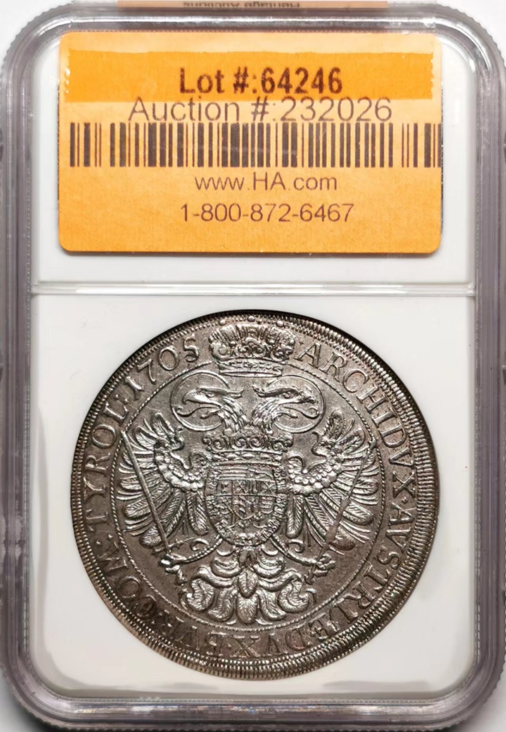 凡希社世界钱币微拍第二百三十六期 1705神罗列奥波德泰勒大银NGC-UNCD