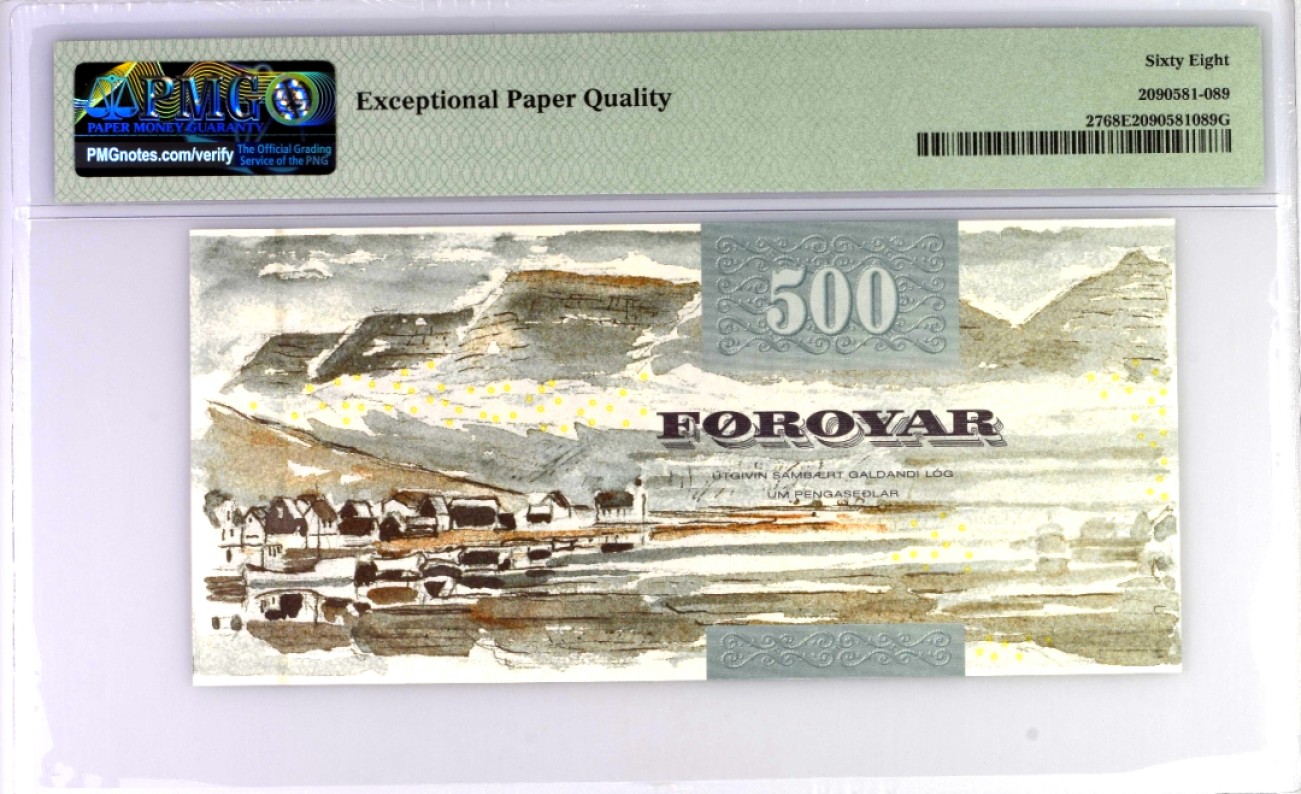 【Blue Auction】✨世界纸币精拍第316期——周日畅拍场 【初版高分】法罗群岛 2004年500克朗 大螃蟹 PMG68EPQ 超高分