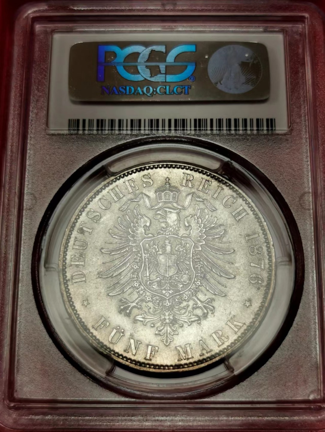 凡希社世界钱币微拍第二百三十六期 荐！1876萨克森短翅鹰5马克大银PCGS-MS62稀有！