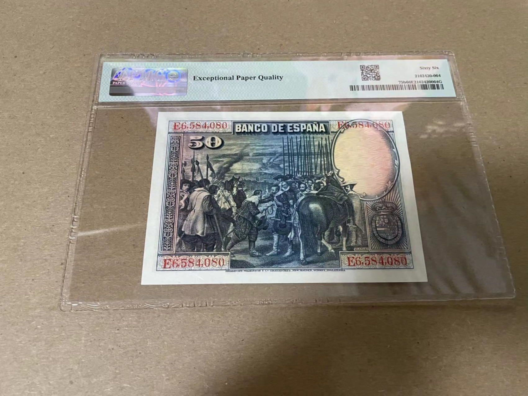 【Blue Auction】✨世界纸币精拍第316期——周日畅拍场 西班牙 1928年50比塞塔 PMG66EPQ BWC出品 雕刻精美