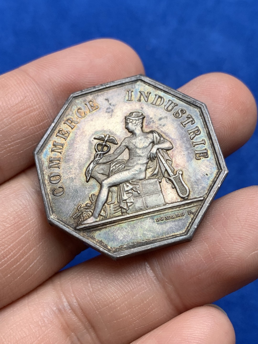 《竞宝斋》第157场-法国八角与章 专场！周日，周一，周四 3场 (全场包邮) 法国八角银质代币，波尔多商会，20.12g，34mm，丰饶角边铭，紫金包浆