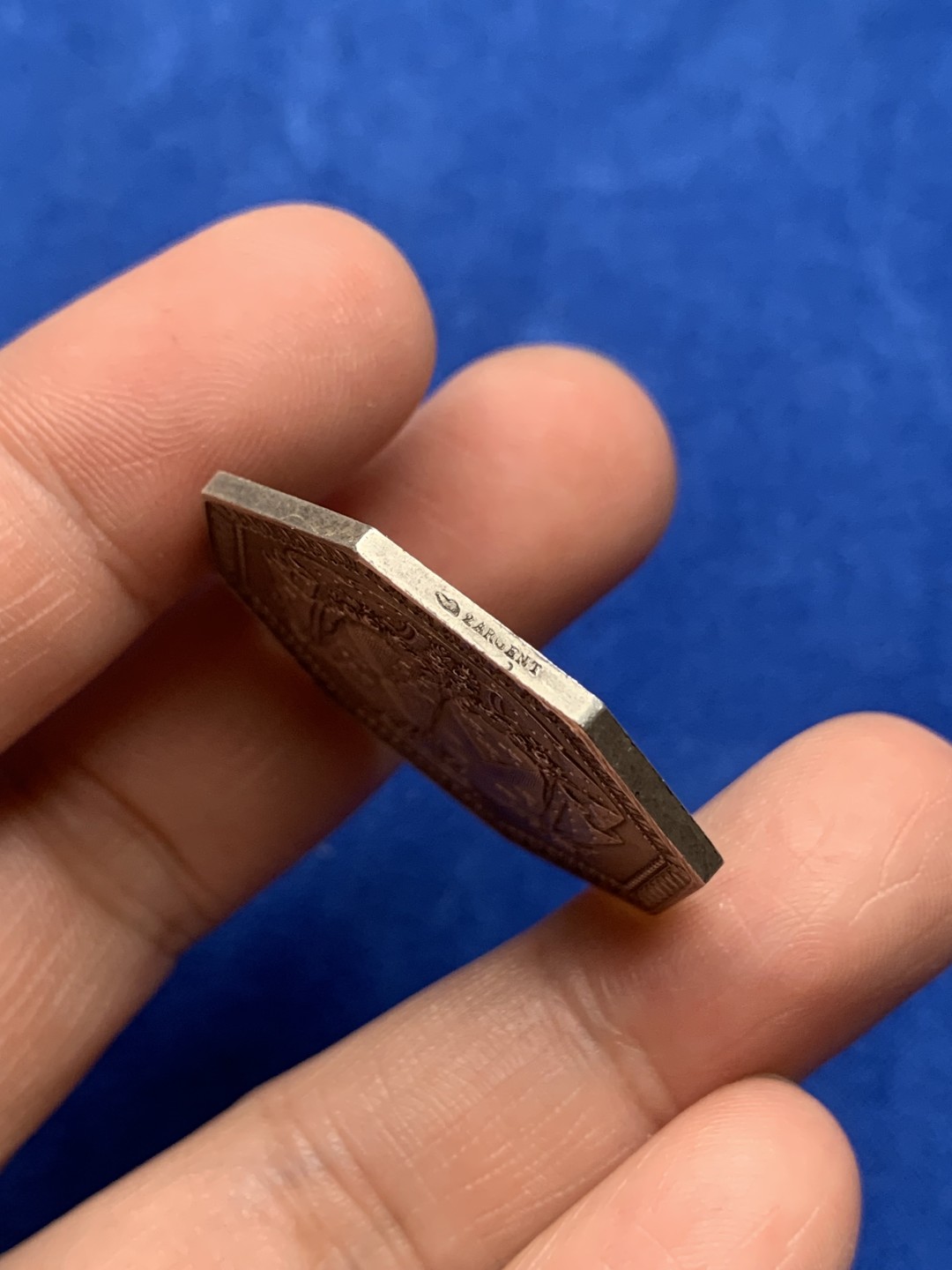 《竞宝斋》第157场-法国八角与章 专场！周日，周一，周四 3场 (全场包邮) 法国八角银质代币，婚章三个小天使，16.21g，33.8mm，丰饶角边铭