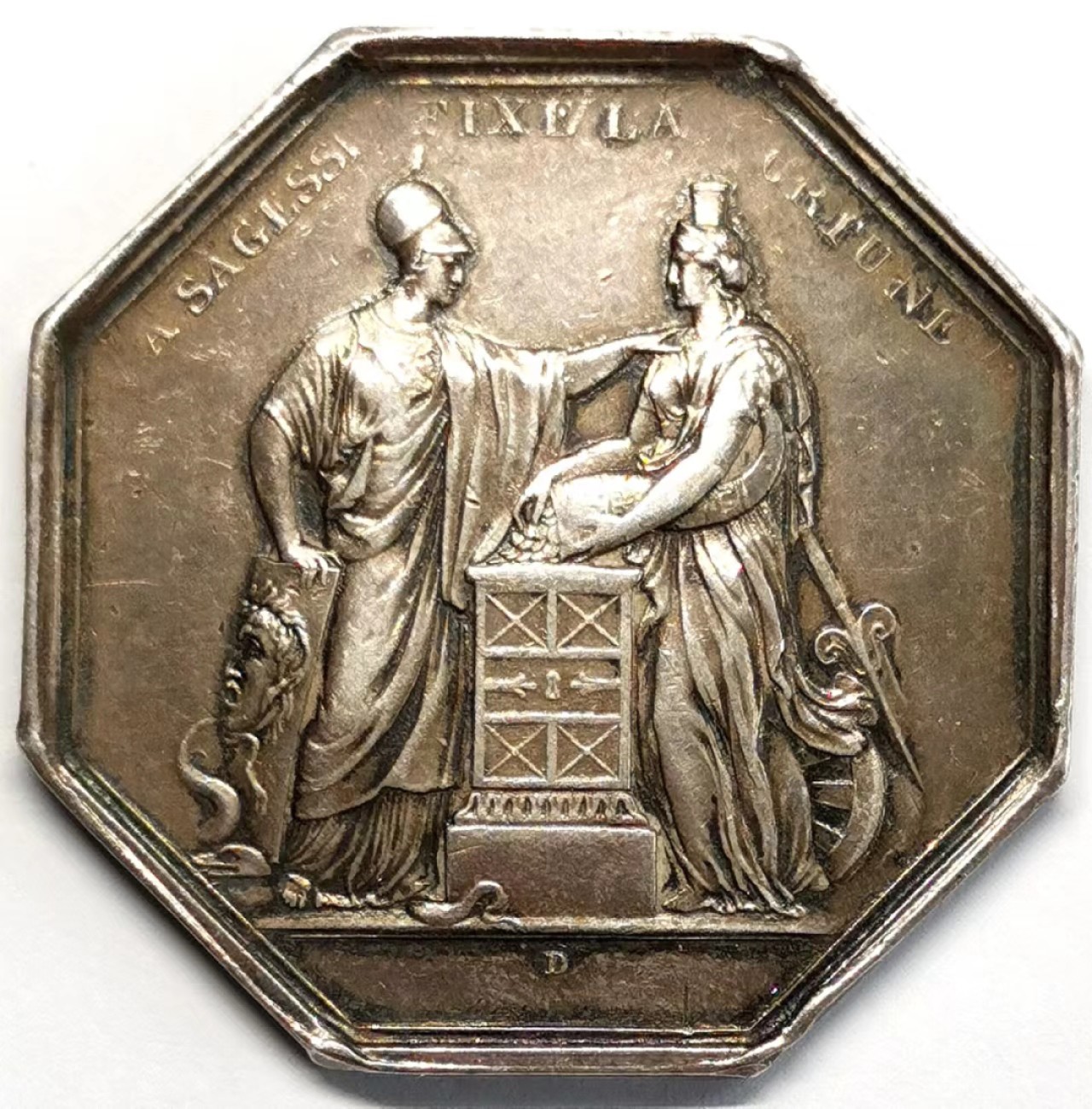 凡希社世界钱币微拍第二百三十六期 共和八年法兰西银行八角银章XF