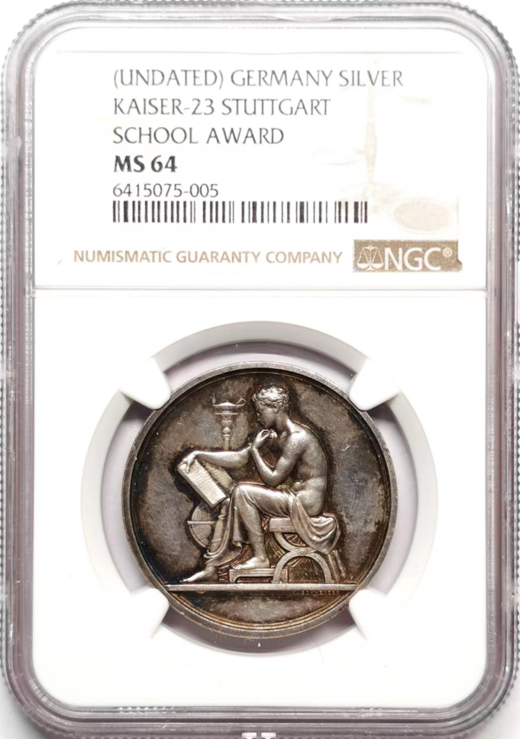 凡希社世界钱币微拍第二百三十六期 十九世纪德国斯图加特学院银章NGC-MS64