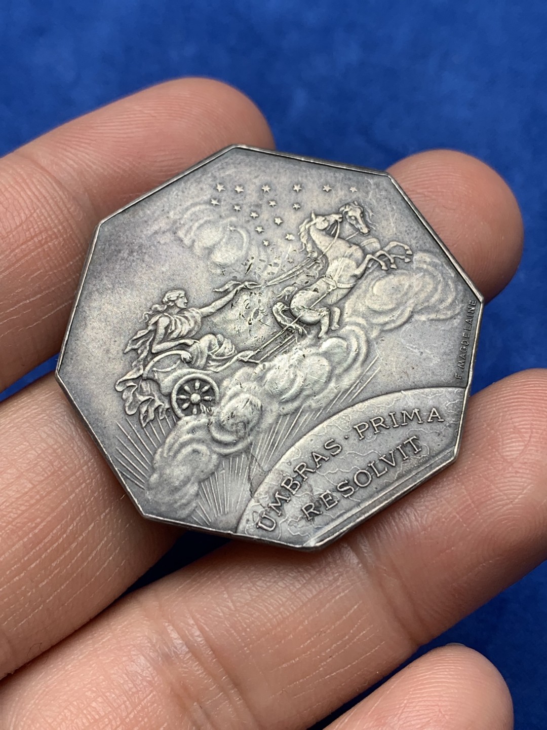 《竞宝斋》第157场-法国八角与章 专场！周日，周一，周四 3场 (全场包邮) 法国八角银质代币，一审代理人会议，经典的天马行空设计，22.68g，37.2mm，野猪头边铭