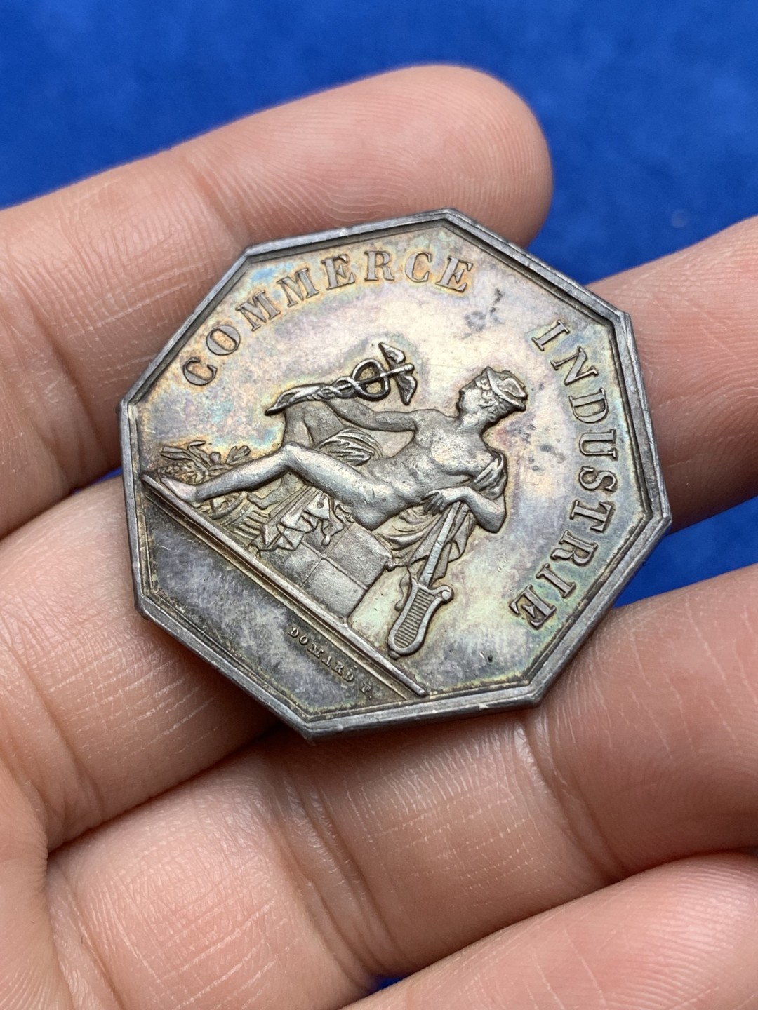 《竞宝斋》第157场-法国八角与章 专场！周日，周一，周四 3场 (全场包邮) 法国八角银质代币，波尔多商会，20.12g，34mm，丰饶角边铭，紫金包浆