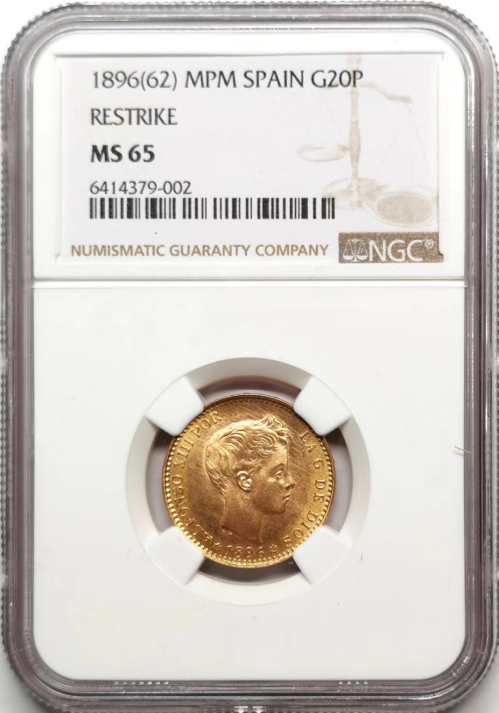 凡希社世界钱币微拍第二百三十六期 1896西班牙阿丰索十三世10P金币NGC-MS65