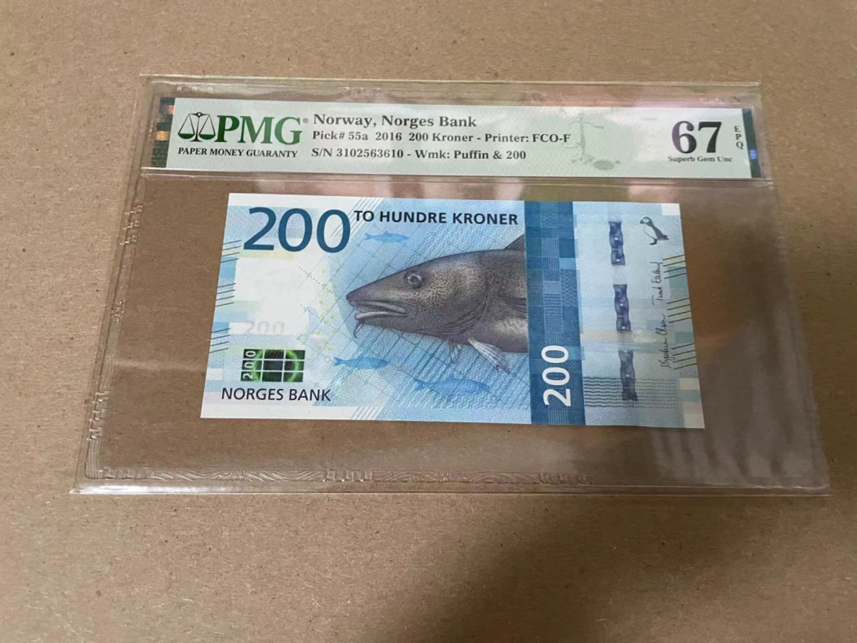 【Blue Auction】✨世界纸币精拍第316期——周日畅拍场 【无47】挪威 2016年200克朗 PMG67EPQ 