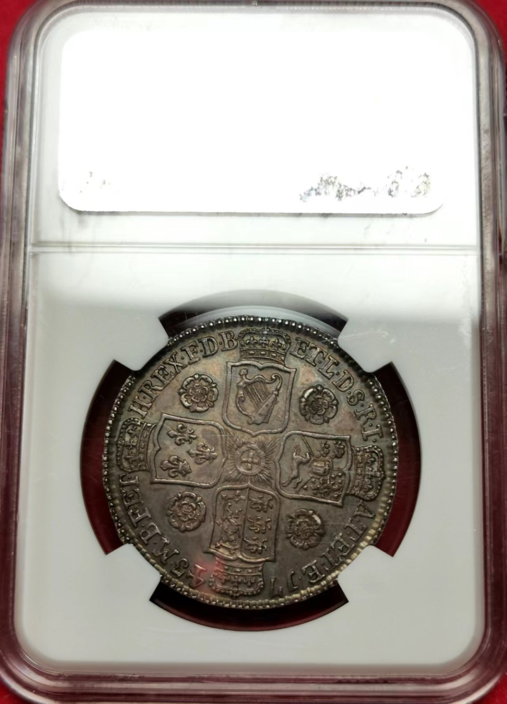 凡希社世界钱币微拍第二百三十六期 荐！1743英国乔二玫瑰1/2克朗NGC-MS63英伦紫罗兰包浆！