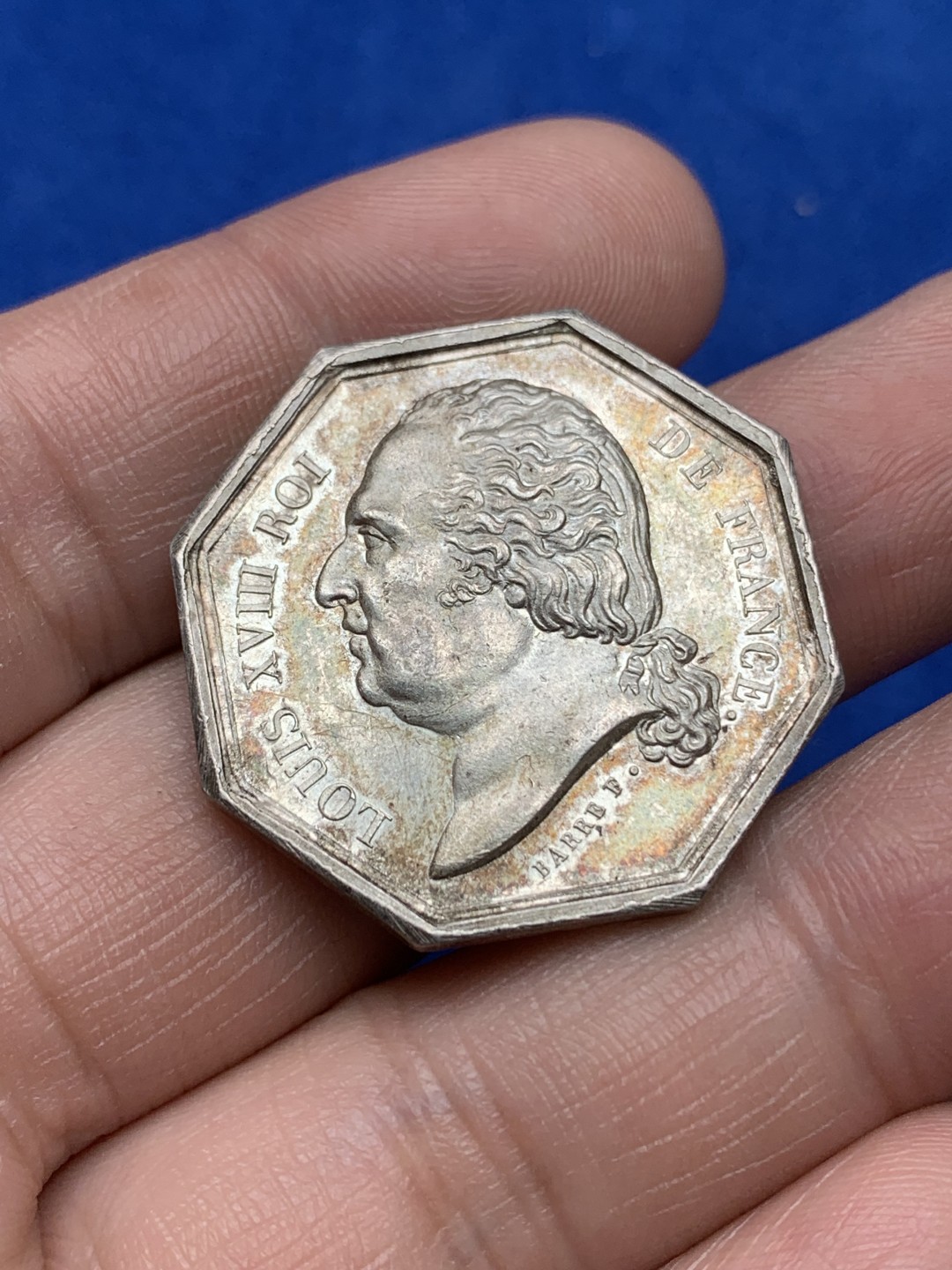 《竞宝斋》第157场-法国八角与章 专场！周日，周一，周四 3场 (全场包邮) 法国八角银质代币，火灾保险公司，13.94g，30.6mm，手指边铭