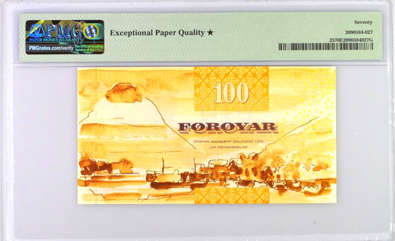 【Blue Auction】✨世界纸币精拍第316期——周日畅拍场  【初版 冠军分 满分】法罗群岛 2002年100克朗 PMG70EPQ星星 一步到位