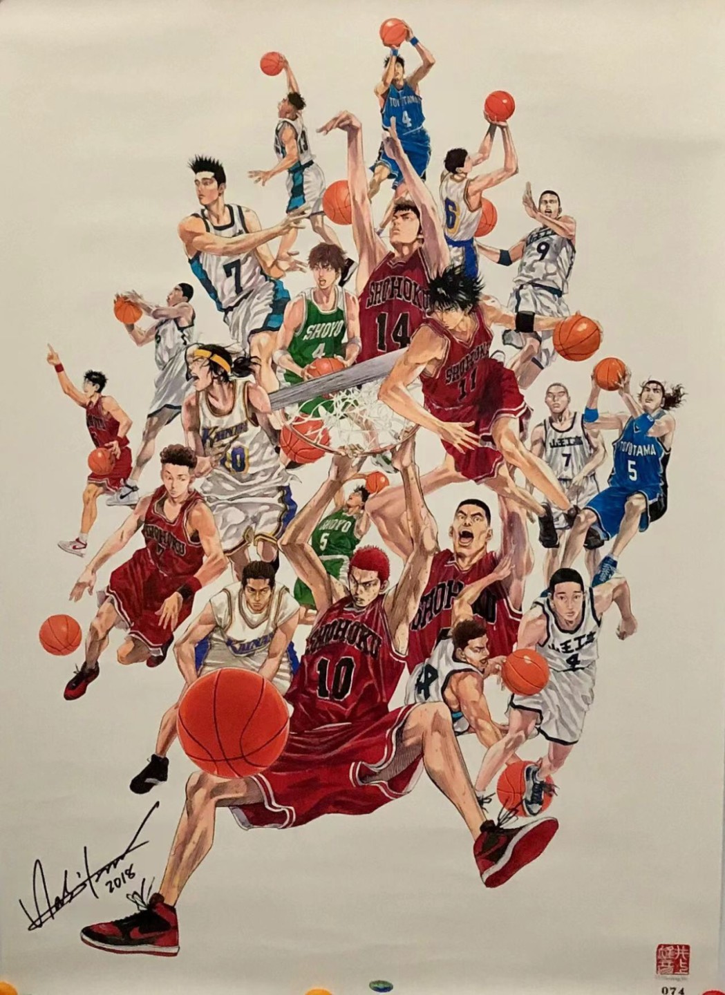 零元拍：灌篮高手大电影来了，特别奉献：井上雄彦亲笔签名 Jump50th SLAM DUNK allstar 灌篮高手300张限量艺术海报