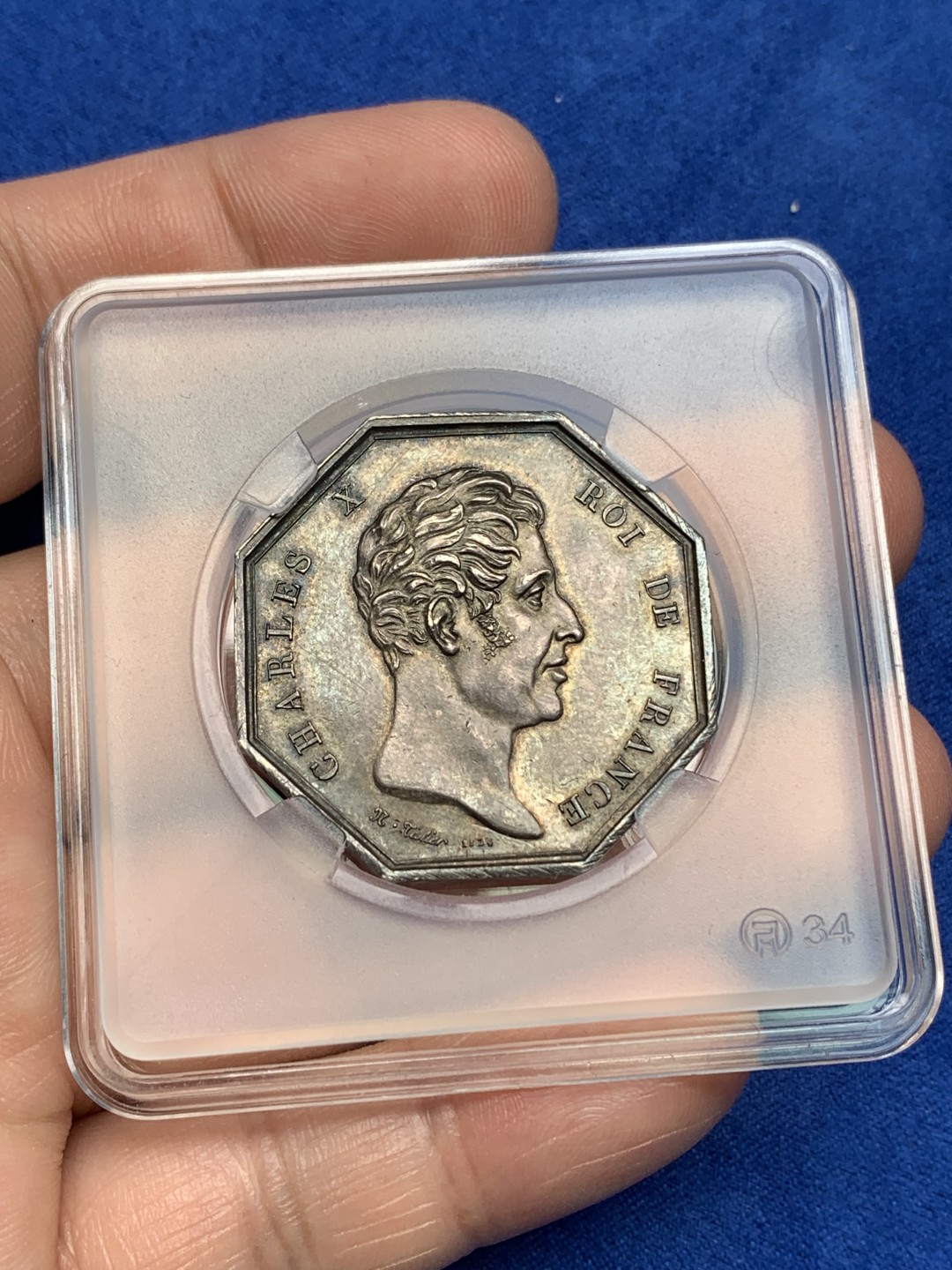 《竞宝斋》第157场-法国八角与章 专场！周日，周一，周四 3场 (全场包邮) 法国八角银质代币，巴黎证交所，16.29g，33.3mm，早期无边铭