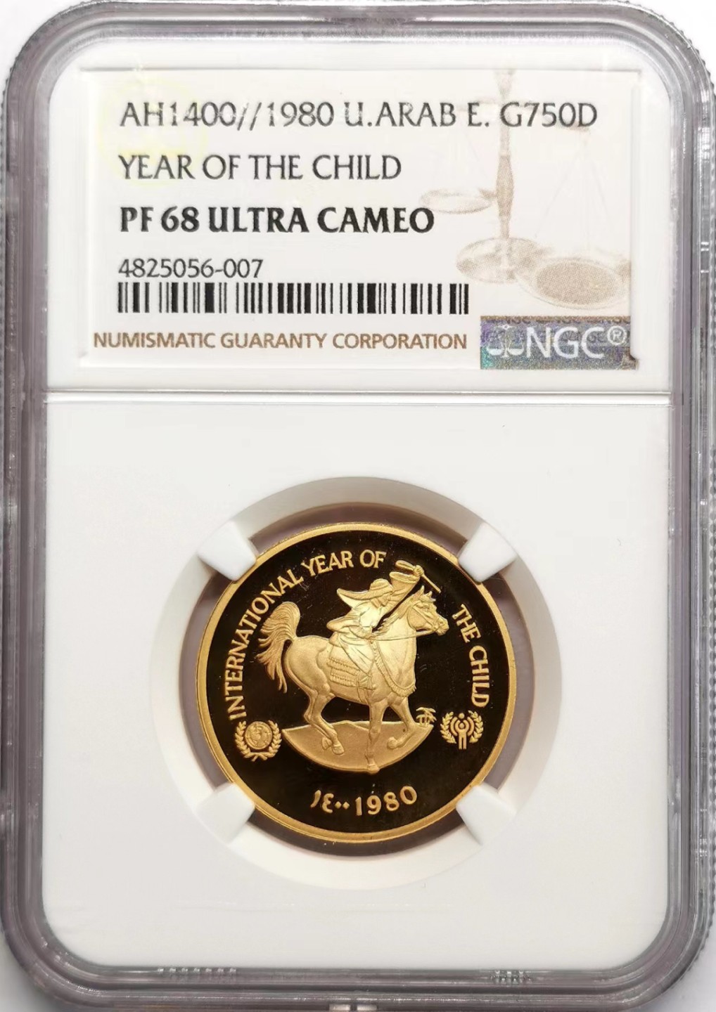 凡希社世界钱币微拍第二百三十六期 1980阿联酋儿童年750D金币NGC-PF68UC