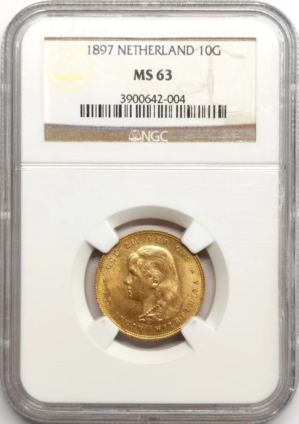 凡希社世界钱币微拍第二百三十六期 1897荷兰威廉敏娜10盾金币NGC-MS63