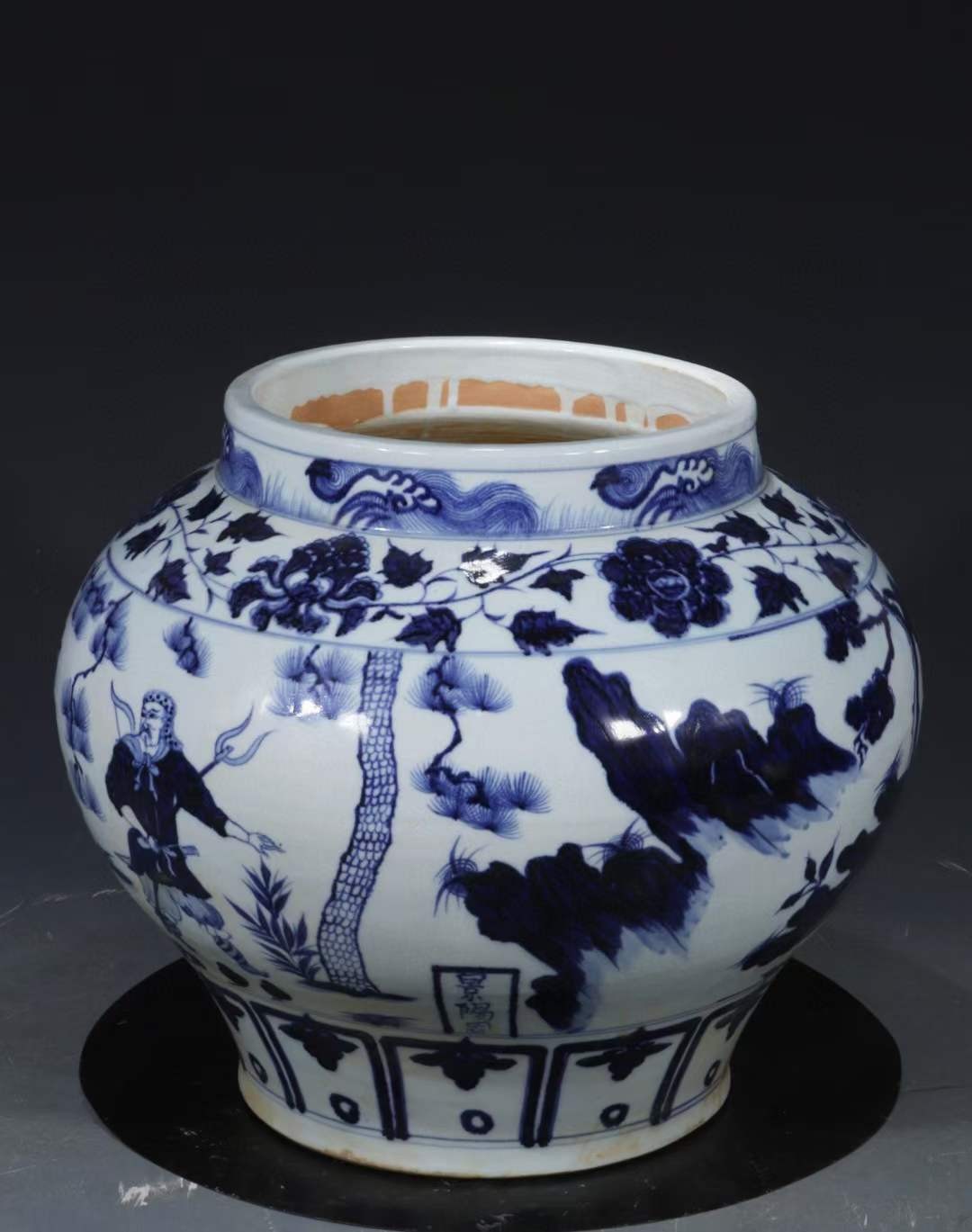 旧藏 元青花【武松打虎景阳冈】人物故事纹罐