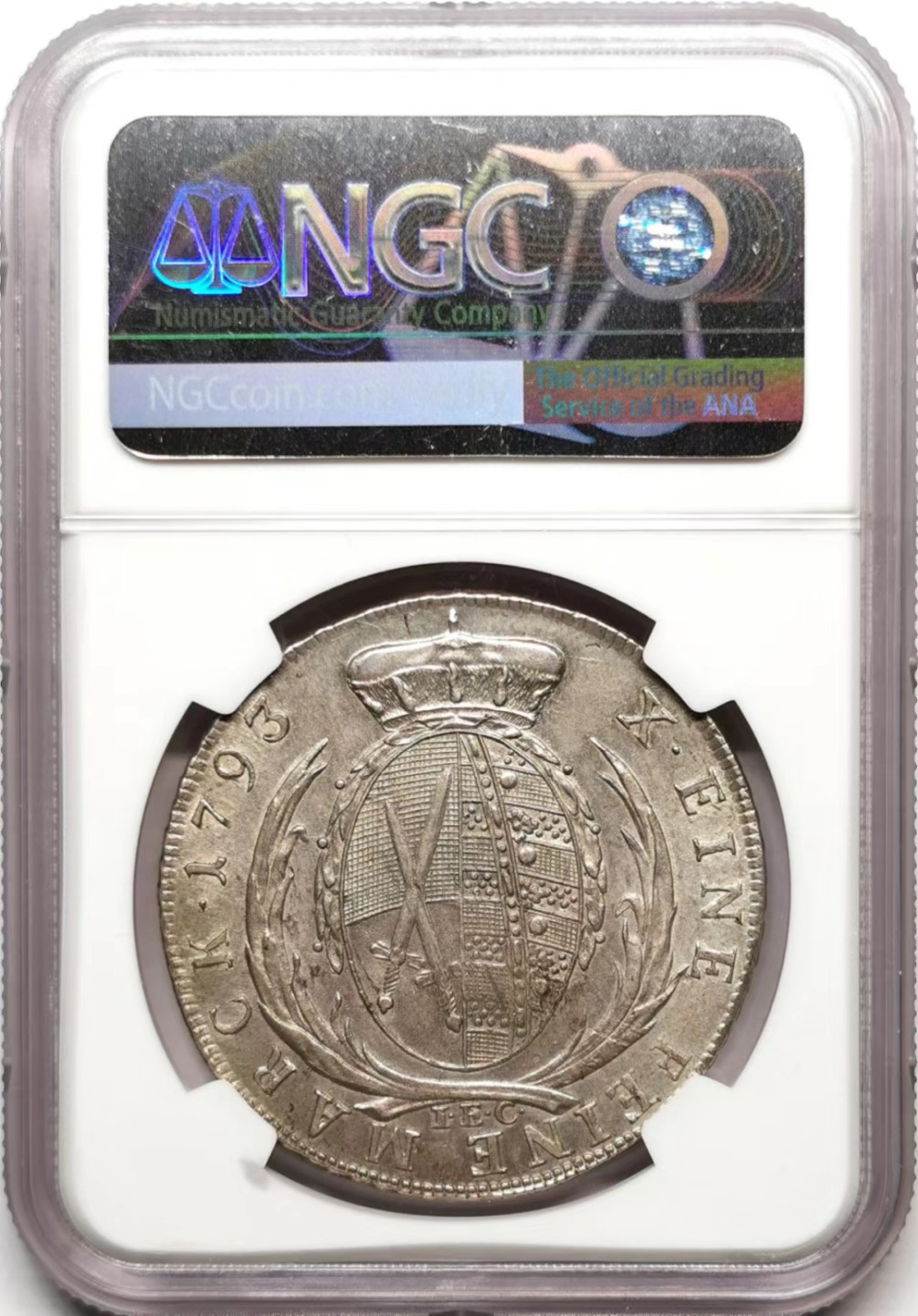 凡希社世界钱币微拍第二百三十六期 荐！1794萨克森奥古斯特戎装像泰勒大银NGC-MS64铁灰包浆最高分！