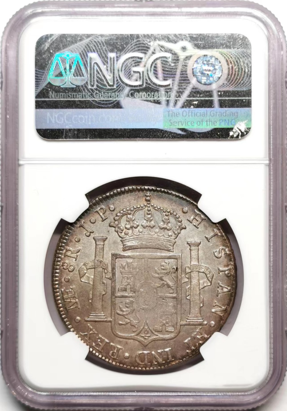 凡希社世界钱币微拍第二百三十六期 1818秘鲁费七双柱NGC-AU53